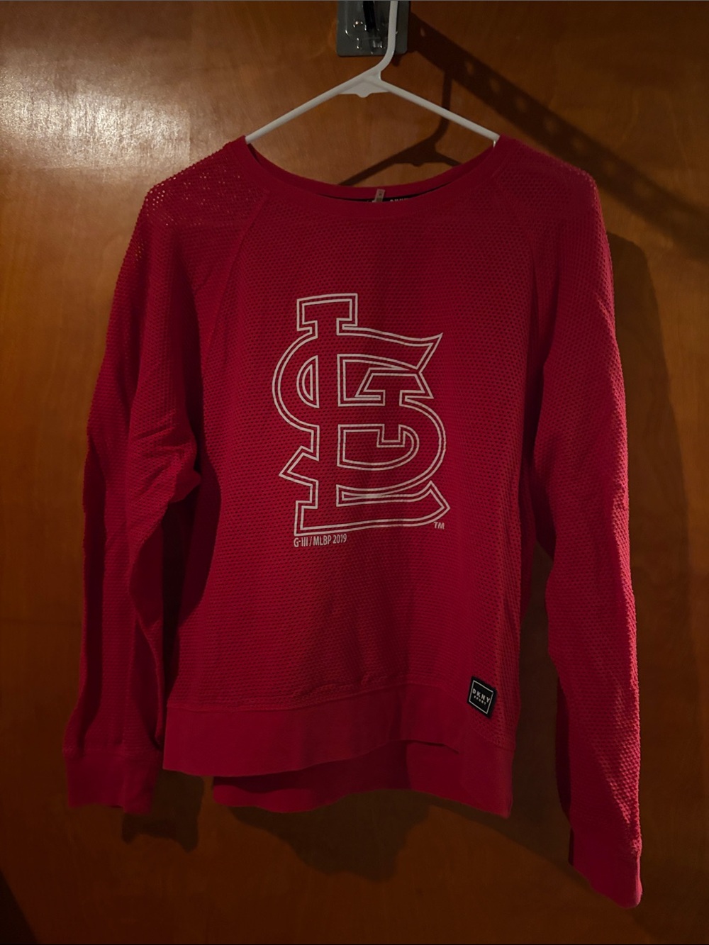 DKNY Women's Red Crewneck Sweatshirt with Front Logo